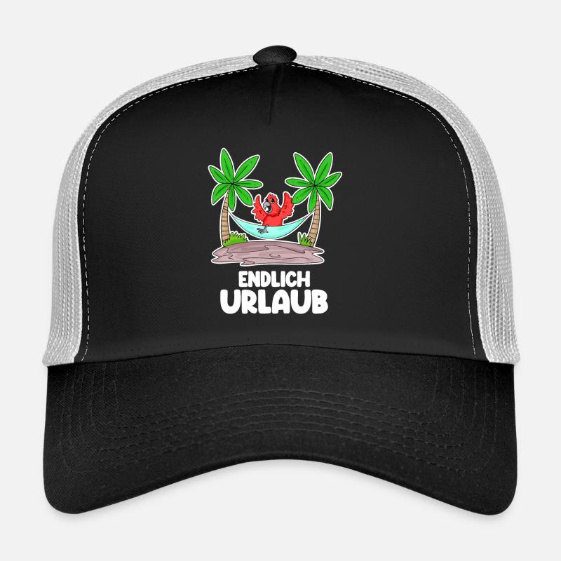 Urlaub Ferien Frei - Trucker Cap - Schwarz/Steingrau