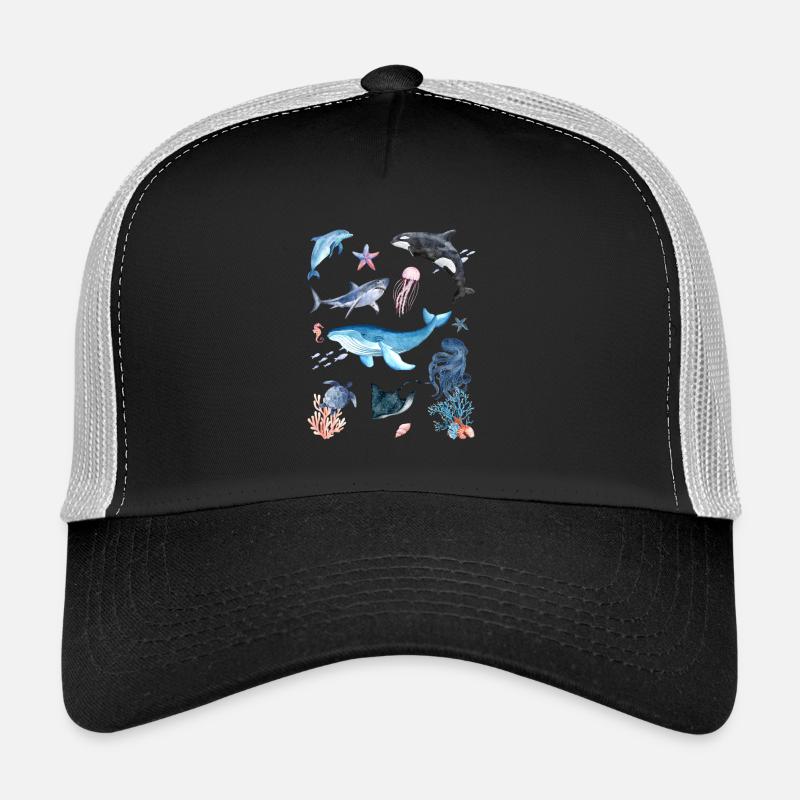 Underwater world, marine animals Trucker Cap