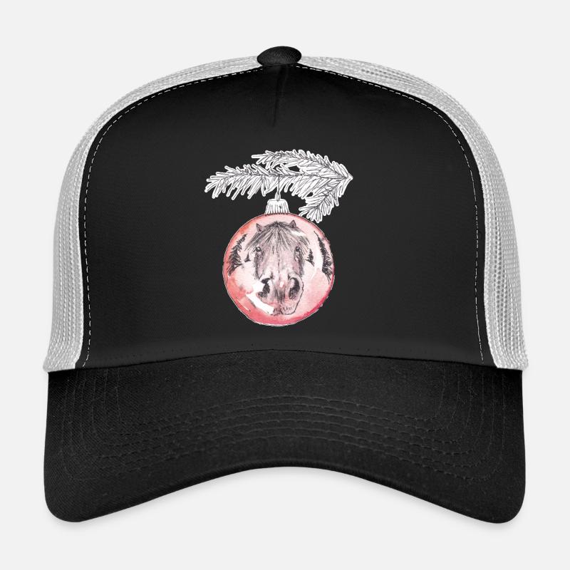 Weihnachtskugel Merry Christmas rot Pferd - Trucker Cap - Schwarz/Steingrau