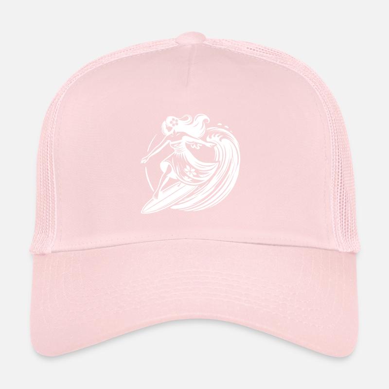 Fille de surf hawaïenne sur les vagues tropicales Casquette trucker 