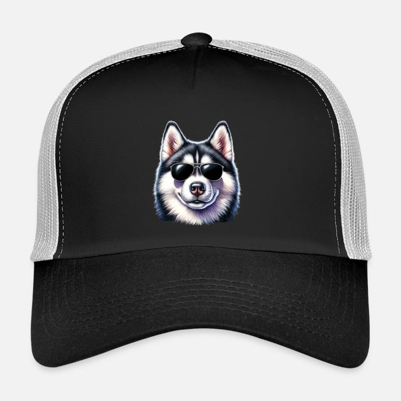 Cooler Husky mit Sonnenbrille Trucker Cap