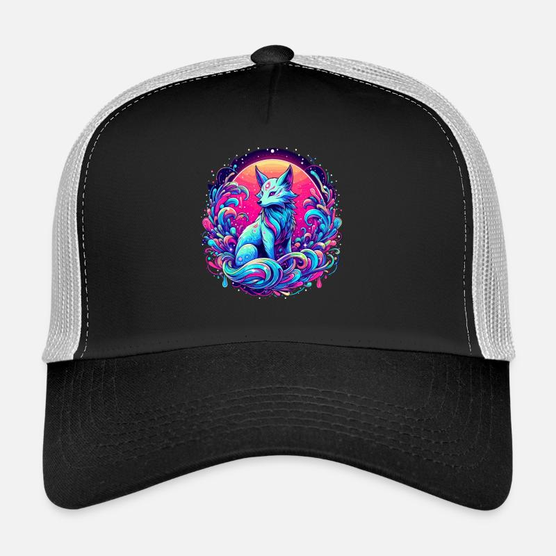 Fox Art Psychédélique - Casquette trucker  - noir/gris pierre
