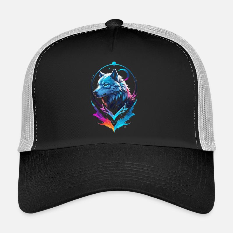 Wolf Painting Multicolor Fantasy Trucker Cap