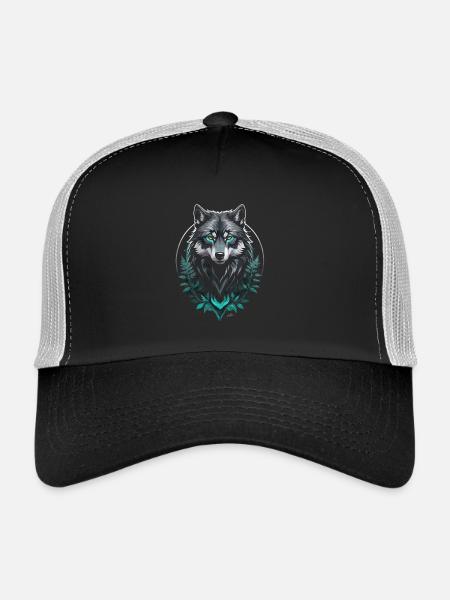 Forest Arctic Wolf - Trucker Cap - black/stone grey - Front