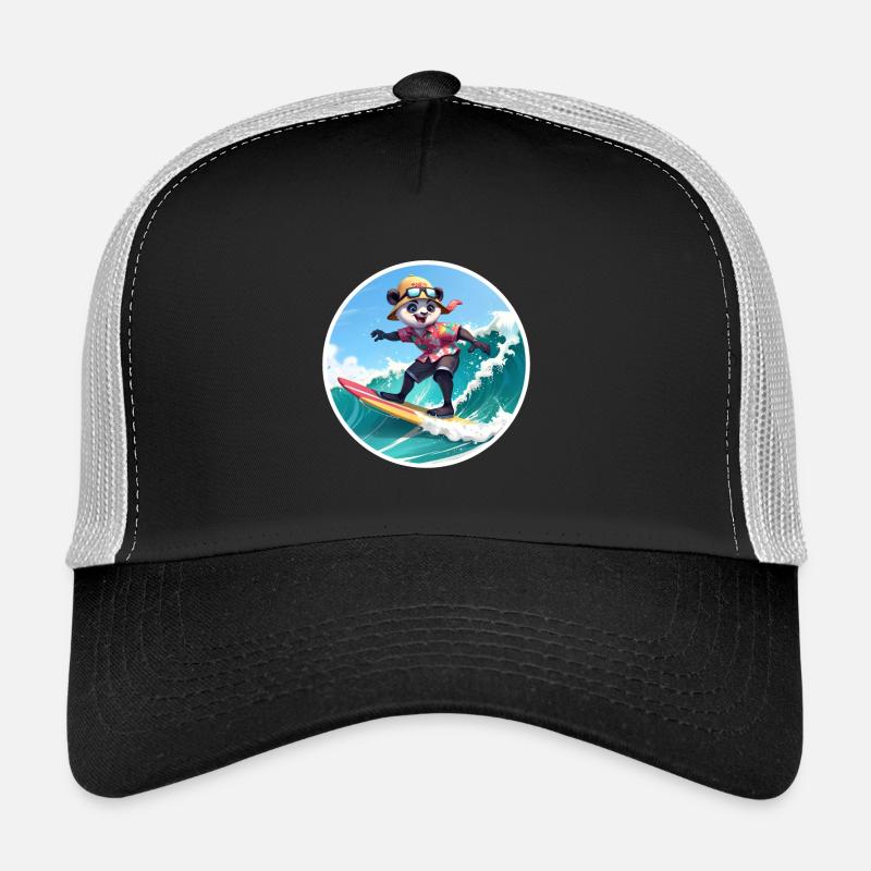 Panda Surfer im Hawaiihemd Trucker Cap