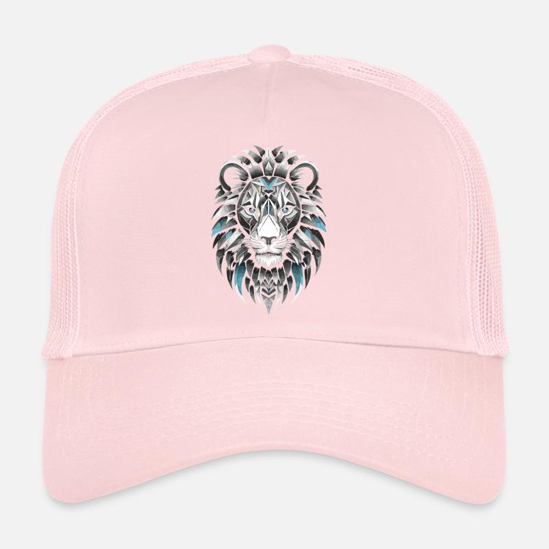 Symbole du Lion noir et blanc et bleu Casquette trucker 