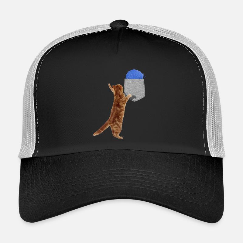 Cat Reaching For Wool Ball In Your Fake Pocket Fun Trucker Cap