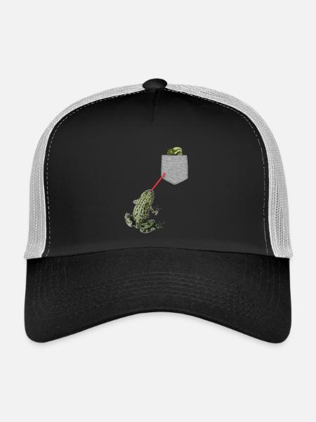 Froschzunge, die nach Kaulquappe in Ihrer Tasche greift - Trucker Cap - Schwarz/Steingrau - Vorne