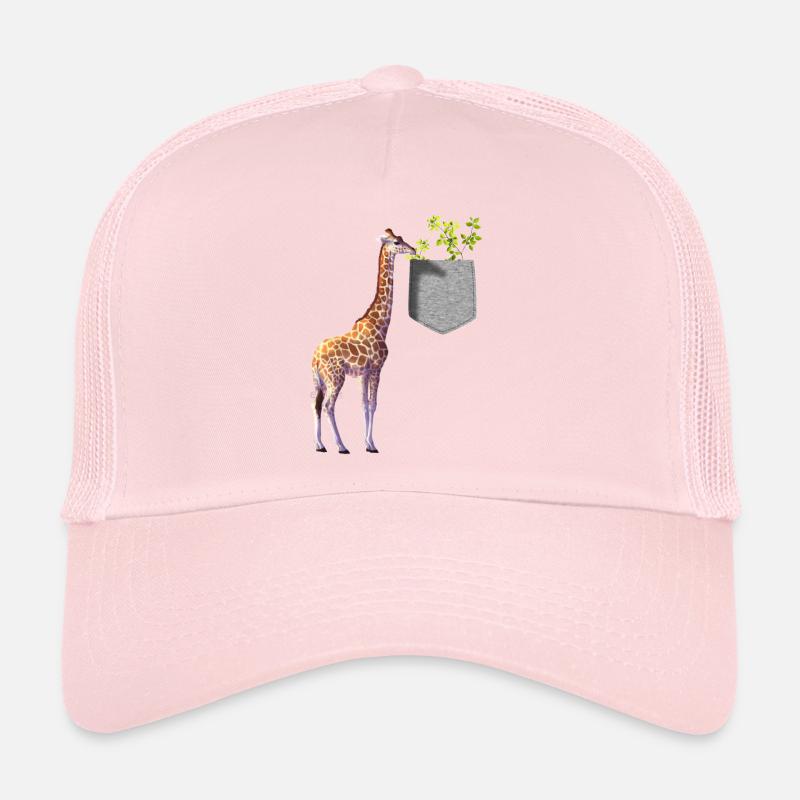 Girafe atteignant une branche avec des feuilles dans la poche Casquette trucker 