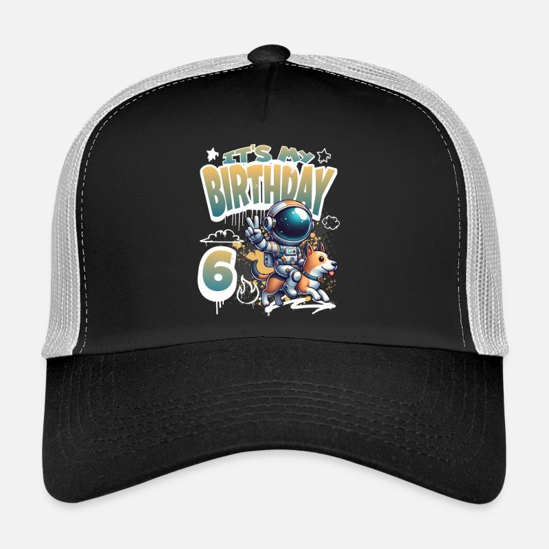 Astronaute 6e anniversaire Chien de l'espace drôle Casquette trucker 