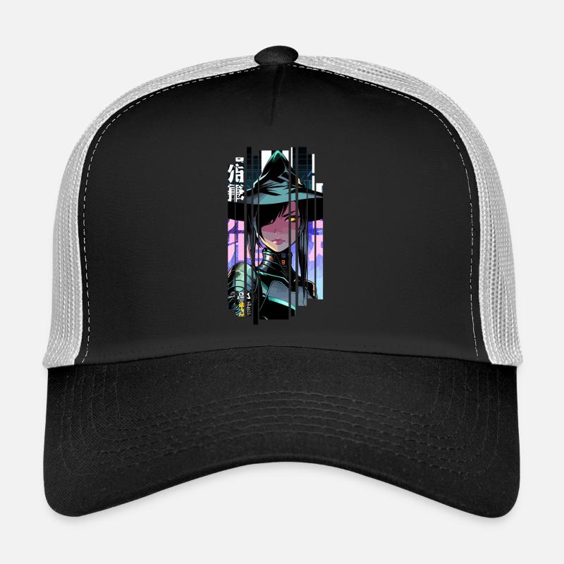 Geometrische Halloween-Hexe - Trucker Cap - Schwarz/Steingrau