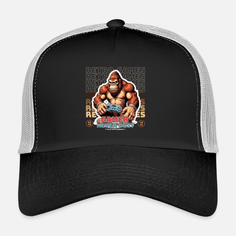 Retro Gamer Gorilla mit Controller Konsolenspiele Trucker Cap