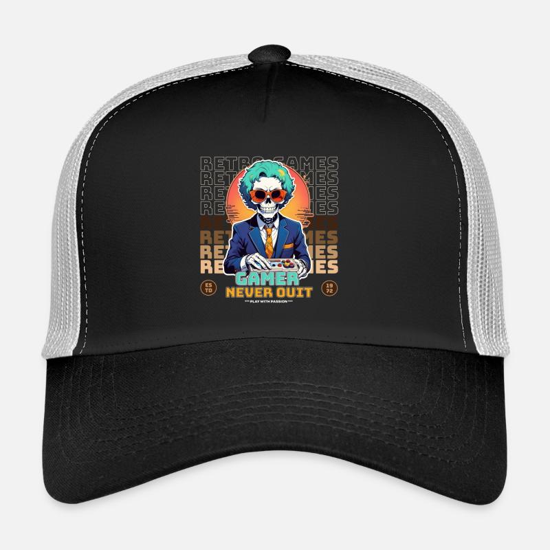 Retro Gamer Skelett mit Controller Konsolenspiele Trucker Cap