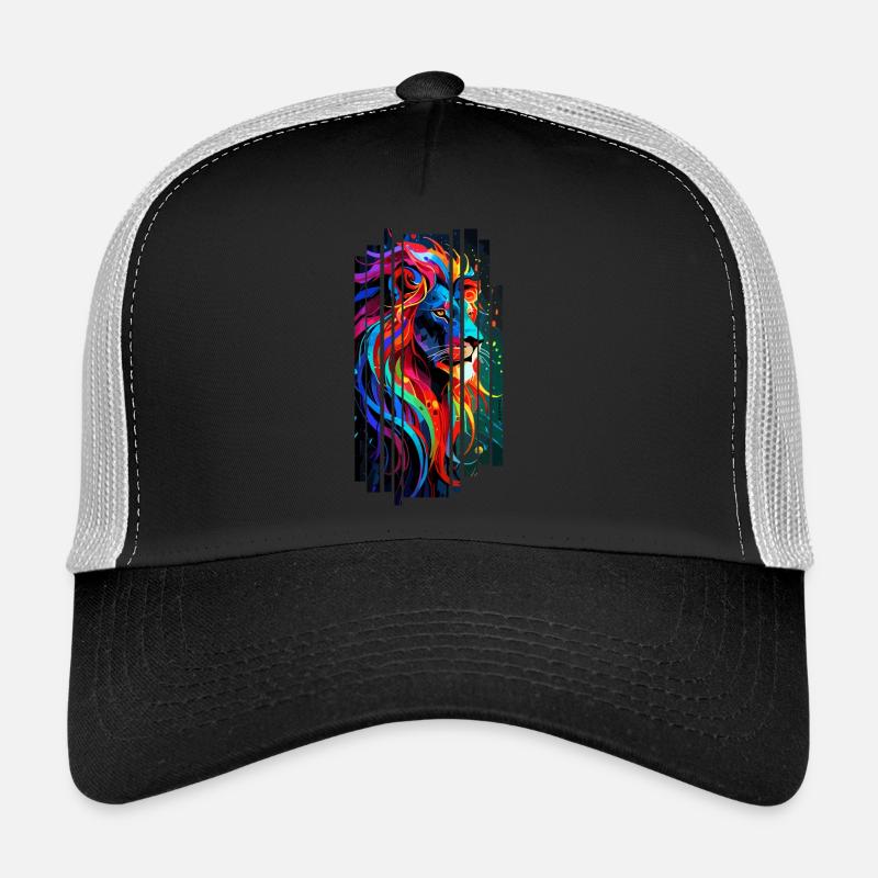 Multicolored Geometric Lion Trucker Cap