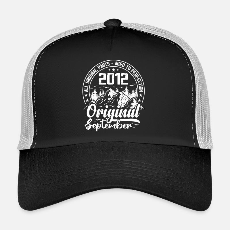 September 2012 Original: 12 Jahre altes Geburtstagsgeschenk - Trucker Cap - Schwarz/Steingrau