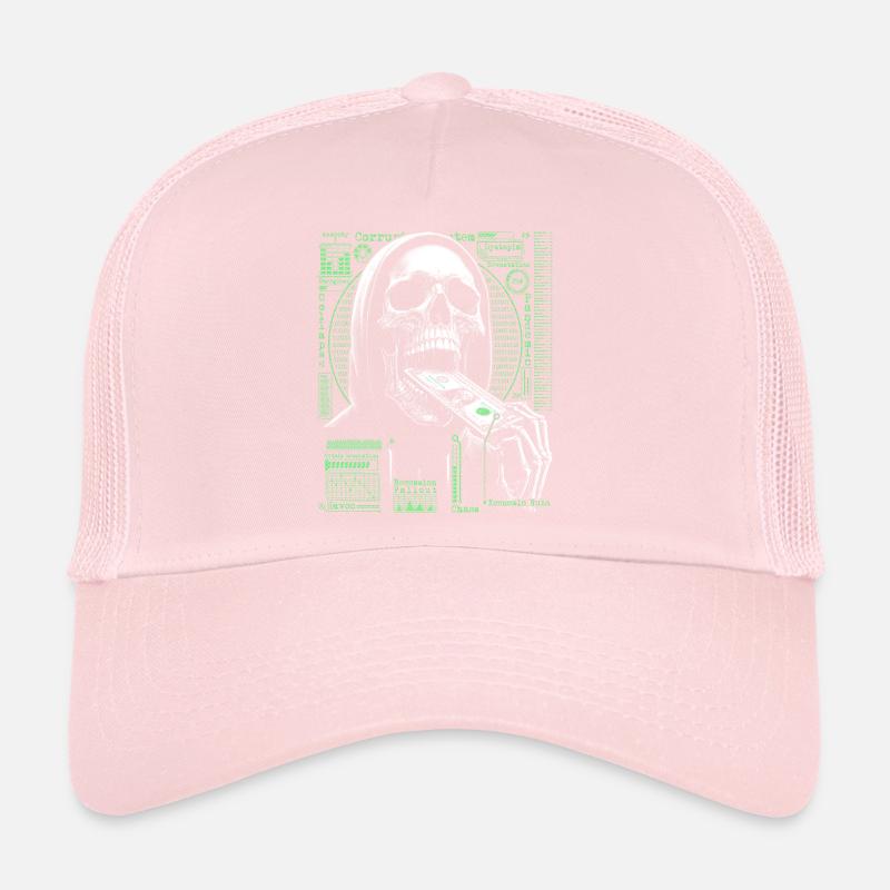 Hacker Skull Eating Dollar - Anarchie et corruption Casquette trucker 