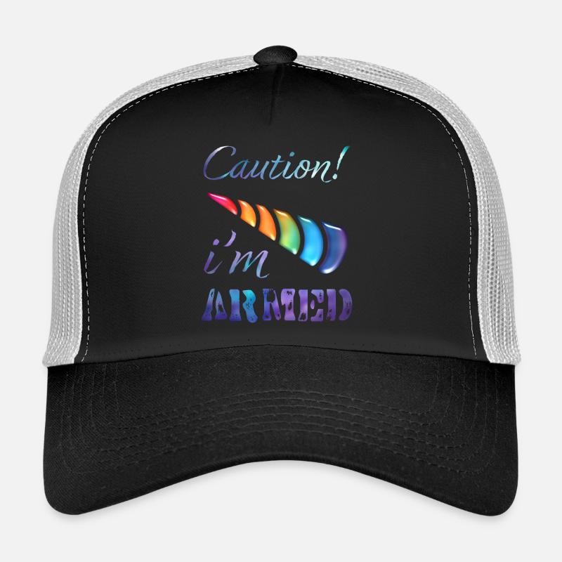 Vorsicht! Ich bin bewaffnetes Einhorn Trucker Cap