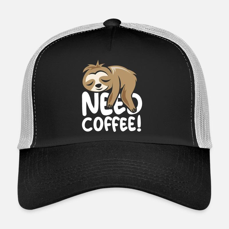 need coffee faultier lustige Sprüche comic cartoon Trucker Cap