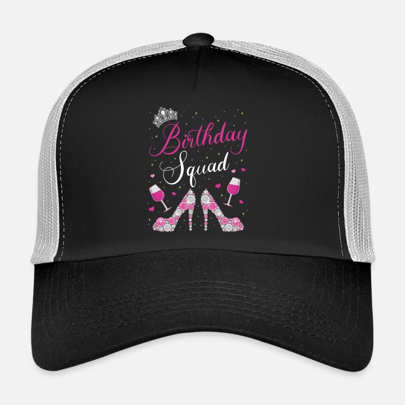 Birthday Squad Glamorous High Heels and Wine Desig Trucker Cap