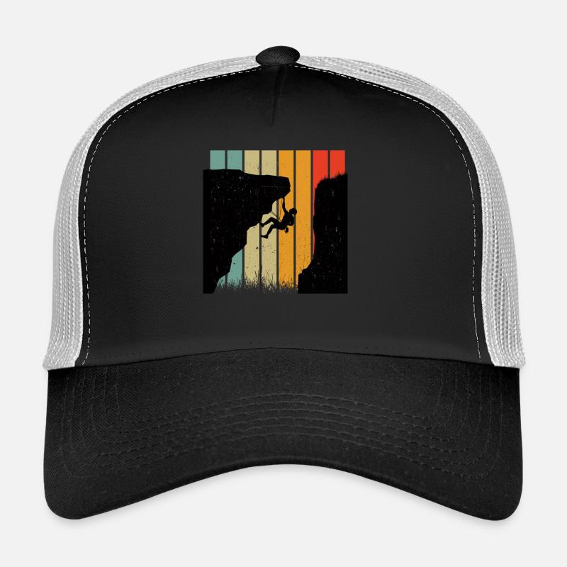 Silhouette rétro d’escalade contre le soleil rayé Casquette trucker 