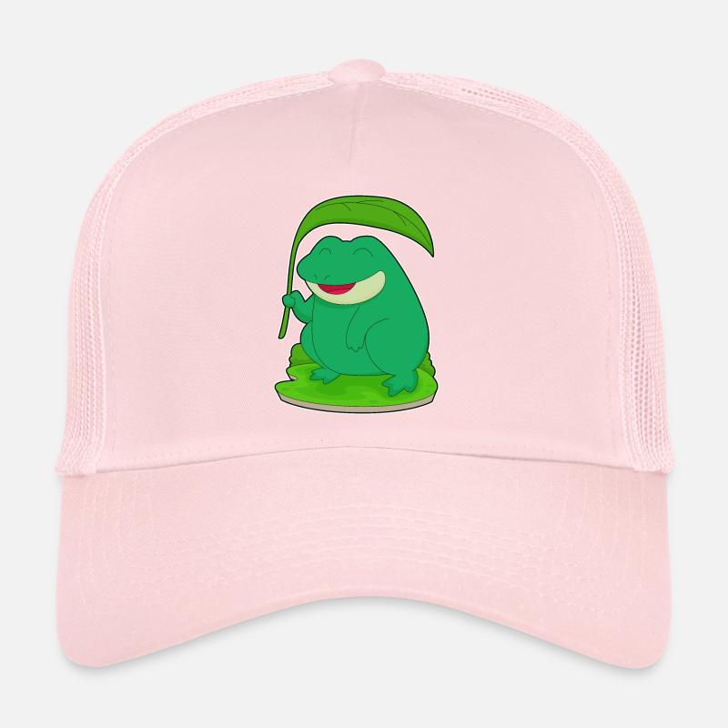 Grenouille avec une feuille comme parasol Casquette trucker 