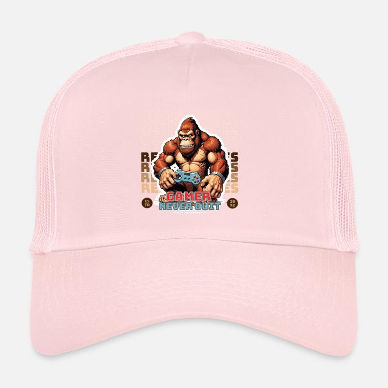 Retro Gamer Never Quit Monkey avec manette Casquette trucker 