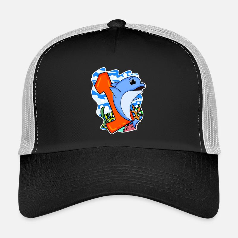 Number 1 Number One - Dolphin Motif Trucker Cap