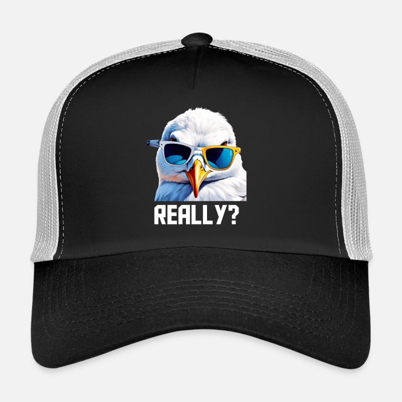 Really - Möwe mit Sonnebrille - Trucker Cap - Schwarz/Steingrau