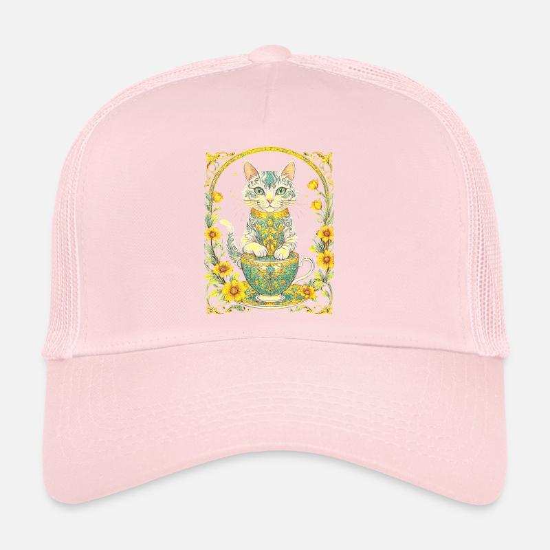 Elegant Tea Time for Cats Elegant Feline Tea Trucker Cap