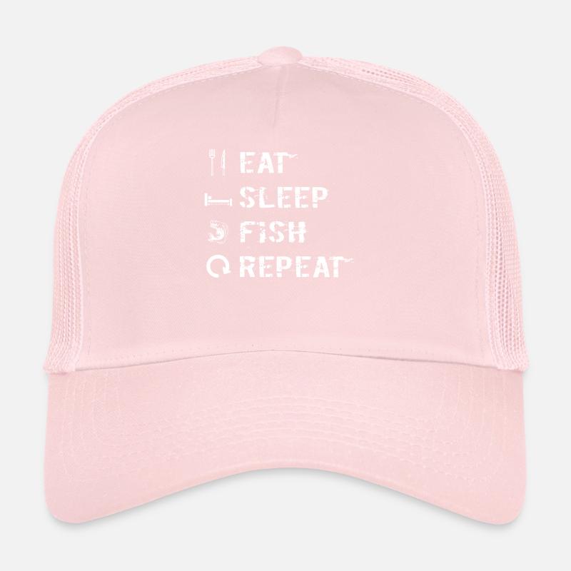Pêcheur Manger Dormir Poisson Pêche Répétée Casquette trucker 