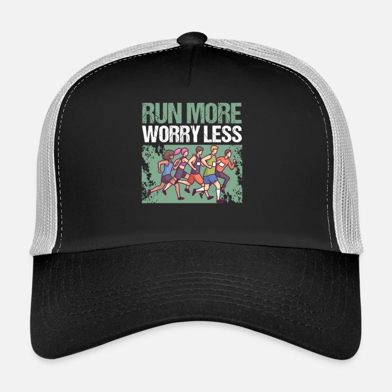 Marathon Run More Worry Less Running Trucker Cap