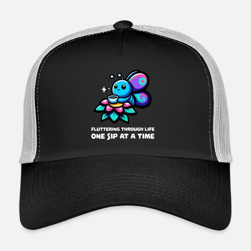 Voltigeant dans la vie Café Papillon Casquette trucker 