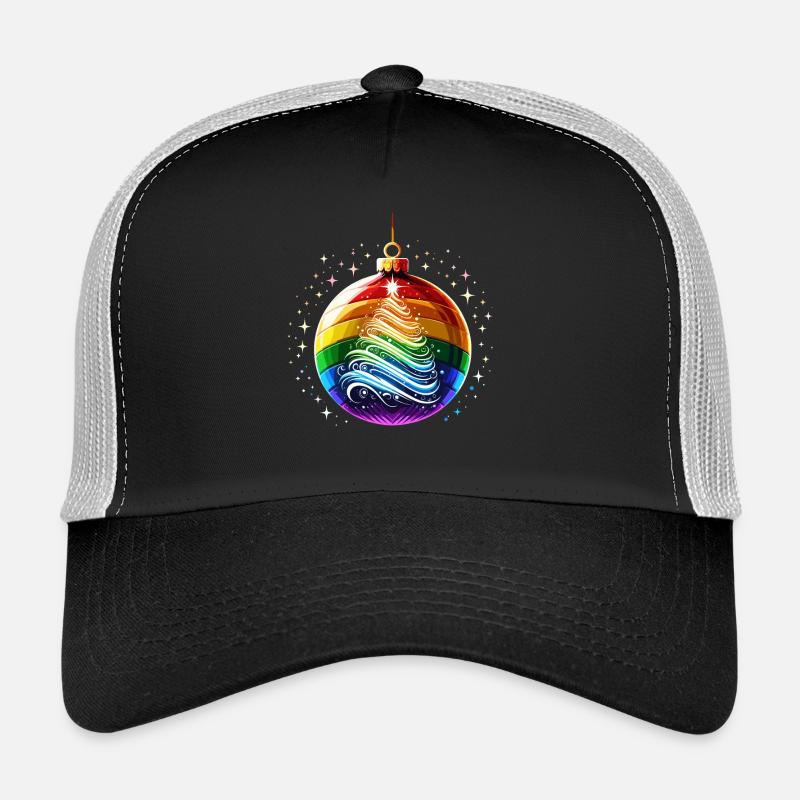 Regenbogen Weihnachtskugel Trucker Cap