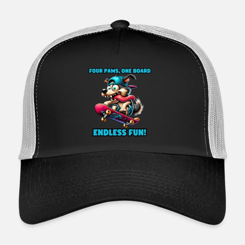 Four Paws, One Board, Endless Fun! Trucker Cap