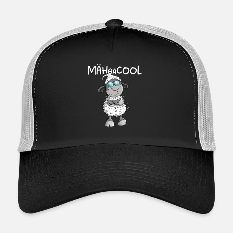 Megacooles Schaf I Mähgacool Wortspiel - Trucker Cap - Schwarz/Steingrau