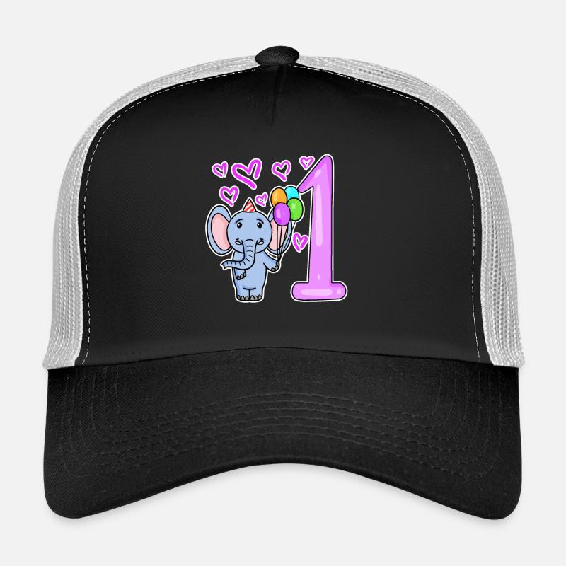 Premier anniversaire éléphant avec ballons Casquette trucker 