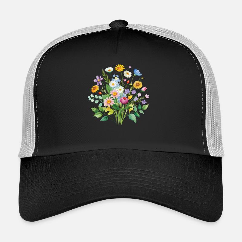 Illustration de bouquet de fleurs sauvages colorées Casquette trucker 