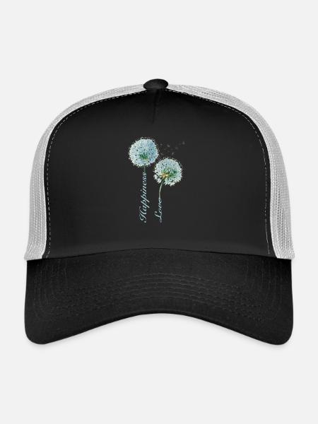 Pissenlit, Bonheur, Amour, Design Inspirant - Casquette trucker  - noir/gris pierre - Devant