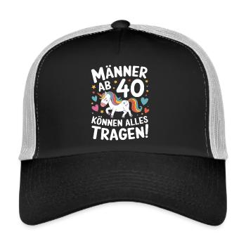 40. Geburtstag Mann 40 Jahre Deko Lustig Geschenk - Trucker Cap - Schwarz/Steingrau - Vorne