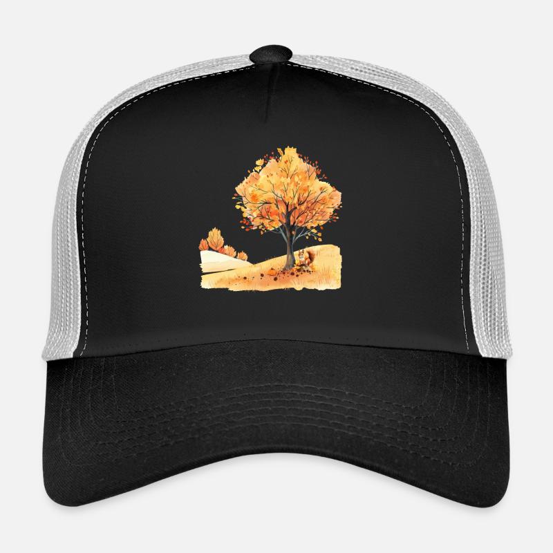 Herbst Eichhörnchen Autumn Squirrel - Trucker Cap - Schwarz/Steingrau