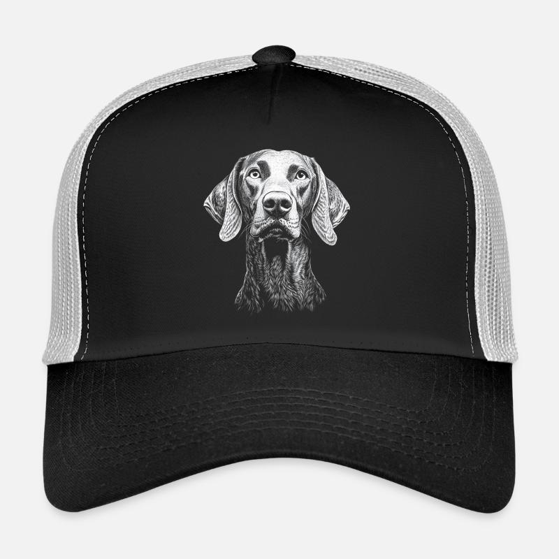Weimaraner Portrait Jagdhund Jagdhunde Hunde - Trucker Cap - Schwarz/Steingrau