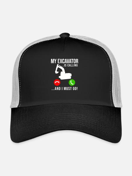 Ouvrier du bâtiment excavatrice - Casquette trucker  - noir/gris pierre - Devant