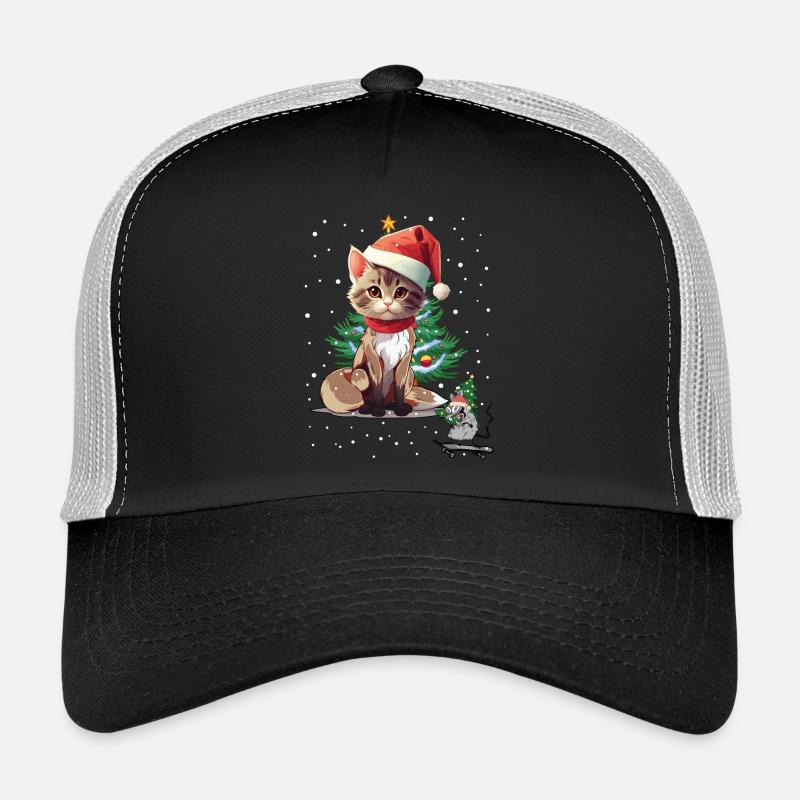 Chat Souris Noël Père Noël Casquette trucker 