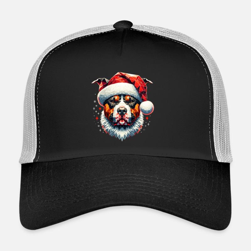 Polygon Design - Pitbull Hund mit Weihnachtsmütze Trucker Cap