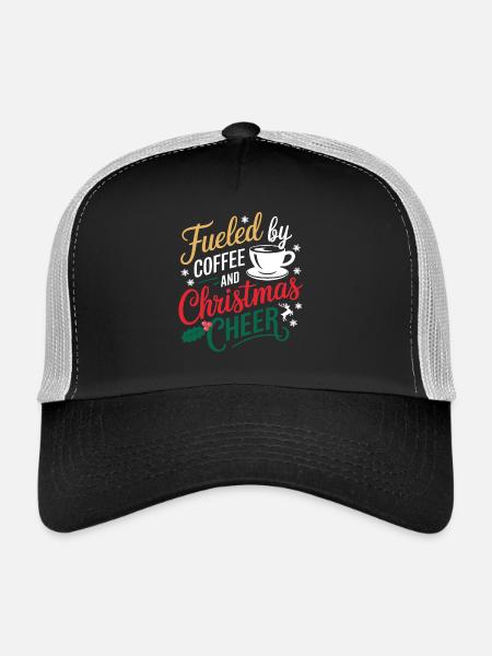 Alimenté par le café et la joie de Noël - Casquette trucker  - noir/gris pierre - Devant