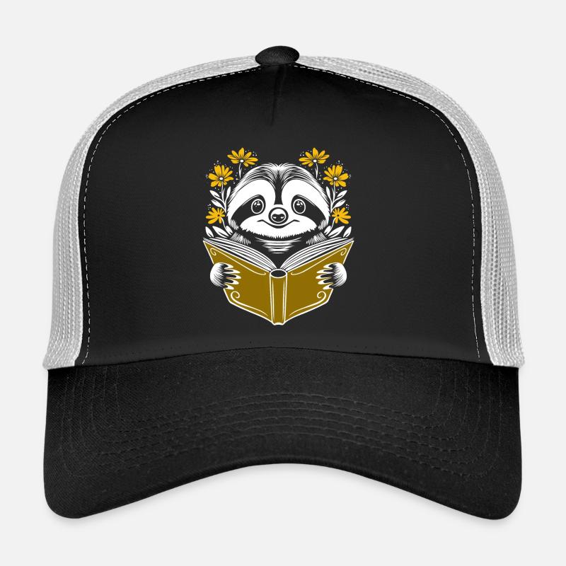 Faultier mit Buch und Blumen Bücher lesen Trucker Cap