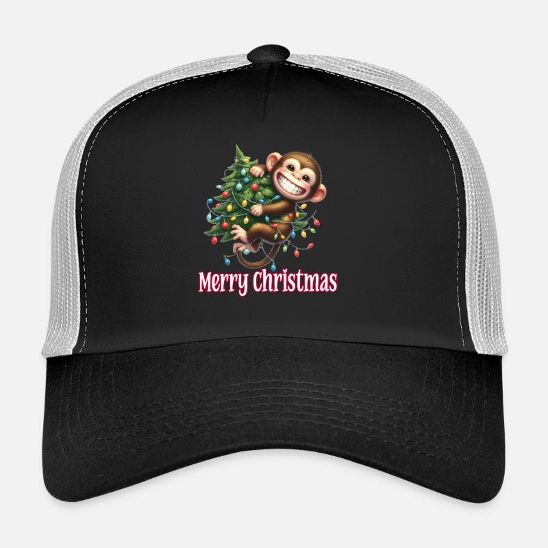 Süßes Äffchen kleiner Affe Merry Christmas Trucker Cap