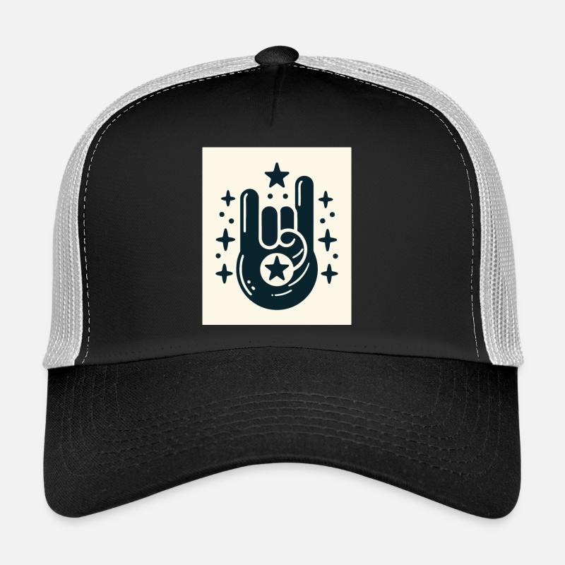 Rock On Hand Gesture with the Stars Trucker Cap