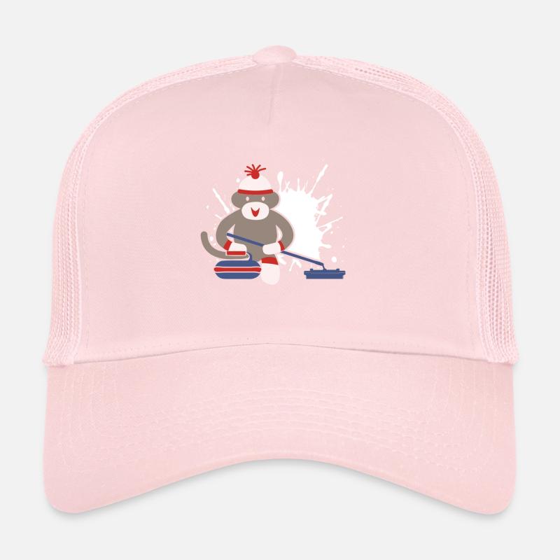 Sock Monkey Curling Trucker Cap