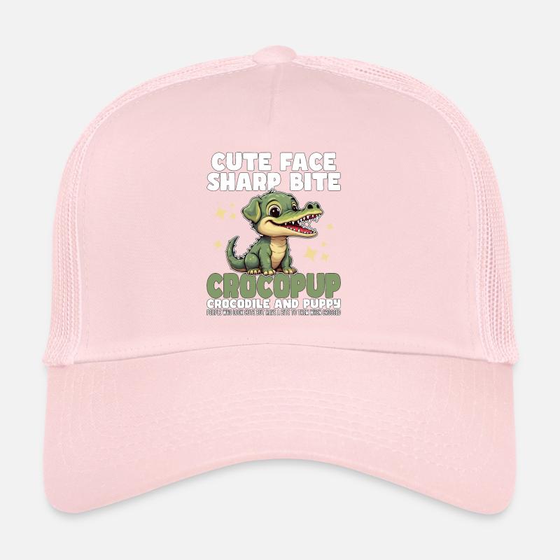 CUTE FACE SHARP BITE - CROCODILE AND PUPPY Trucker Cap